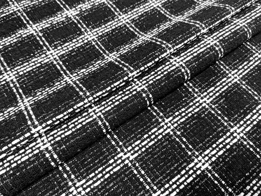 Шанель твід клітина з люрексом, чорний - фото 1 - інтернет-магазин tkani-atlas.com.ua