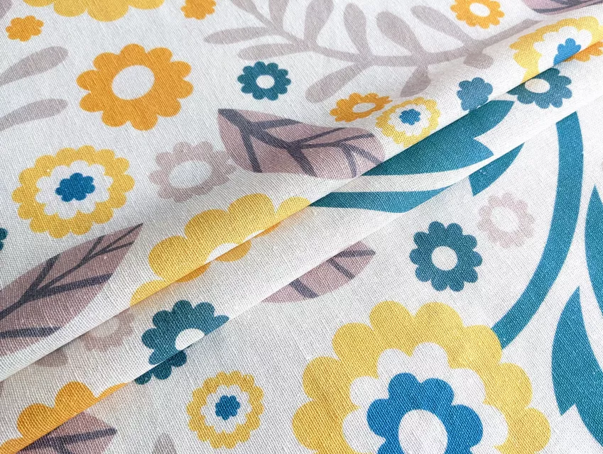 Лен вискоза цветочный вальс, многоцветовой (отрез 2,6 м) - фото 1 - интернет-магазин tkani-atlas.com.ua