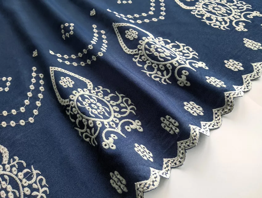 Джинс котон купон вальс прикрас, джинсовий (відріз 1,5 м) - фото 1 - інтернет-магазин tkani-atlas.com.ua