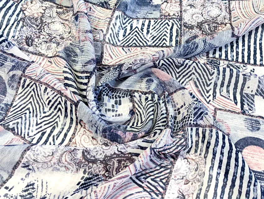 Шифон мікс орнаментів, пудрово-ліловий - фото 1 - інтернет-магазин tkani-atlas.com.ua