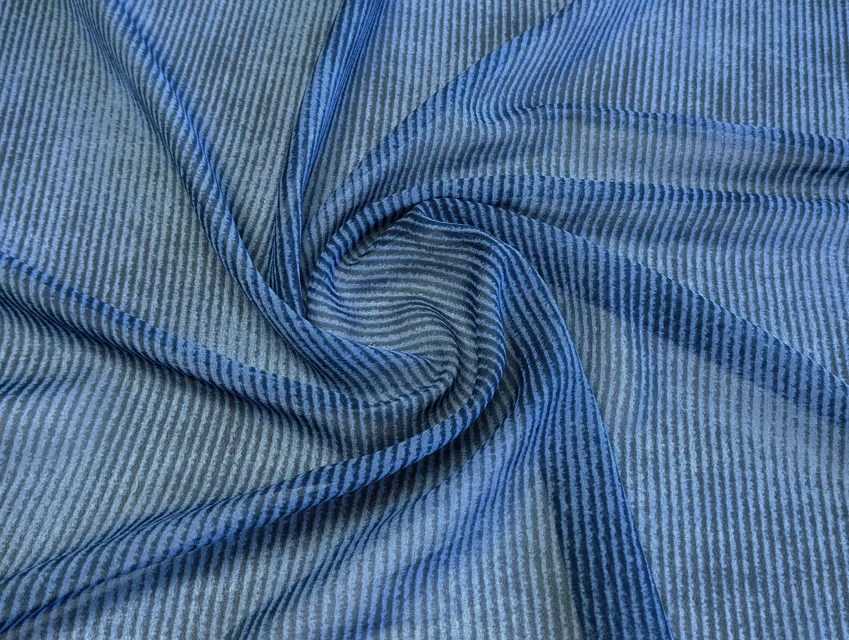 Шифон смужка 2 мм, синій - фото 1 - інтернет-магазин tkani-atlas.com.ua