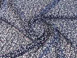 Шифон Бальпо маленька квіточка, темно-синій - інтернет-магазин tkani-atlas.com.ua