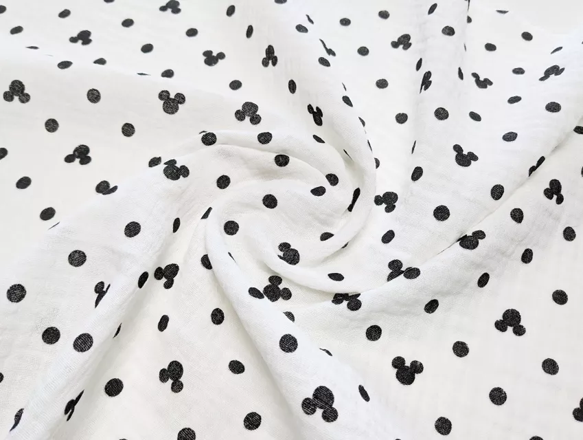 Муслин рисунок горошки, молочный (отрез 3,3 м) - фото 1 - интернет-магазин tkani-atlas.com.ua