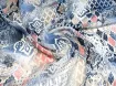 Шифон Бальпо мікс орнаментів, сіро-кораловий - інтернет-магазин tkani-atlas.com.ua