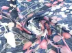 Шифон лиственное плетение, синий джинсовый с розовым - интернет-магазин tkani-atlas.com.ua