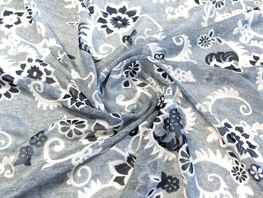 Шифон Бальпо квітковий візерунок, сірий - фото 1 - інтернет-магазин tkani-atlas.com.ua