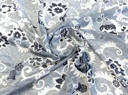 Шифон Бальпо квітковий візерунок, сірий - інтернет-магазин tkani-atlas.com.ua
