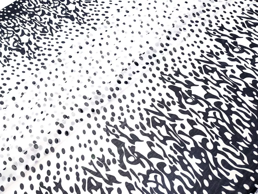 Шифон купон двосторонній, сині на білому - фото 1 - інтернет-магазин tkani-atlas.com.ua