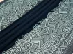 Шифон геометрический купон двухсторонний, бирюзовый на темно-синем - интернет-магазин tkani-atlas.com.ua