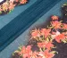 Шифон купон лилии, темно-синий с бирюзовым - фото 1 - интернет-магазин tkani-atlas.com.ua