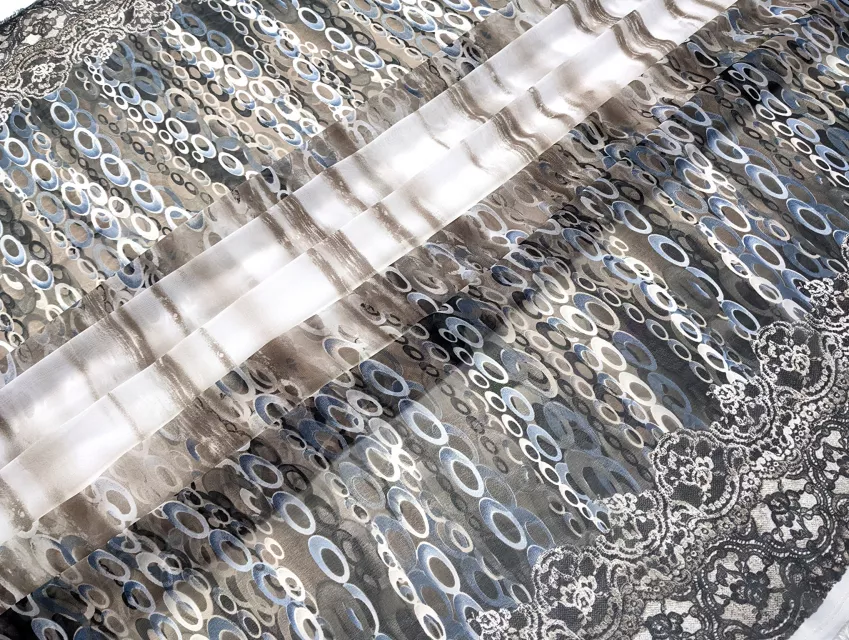 Шифон купон ланцюги, сіро-бежевий - фото 1 - інтернет-магазин tkani-atlas.com.ua