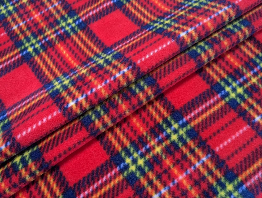 Фліс малюнок клітина 150 мм, червоний з жовтим - фото 1 - інтернет-магазин tkani-atlas.com.ua