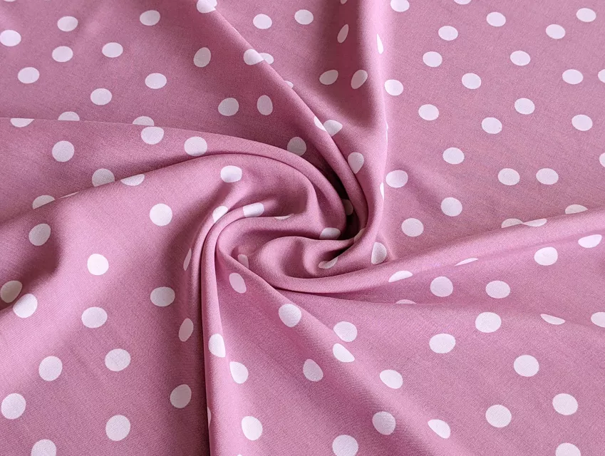 Штапель нерівномірні горошки 10 мм, чайна троянда (відріз 2 м) - фото 1 - інтернет-магазин tkani-atlas.com.ua