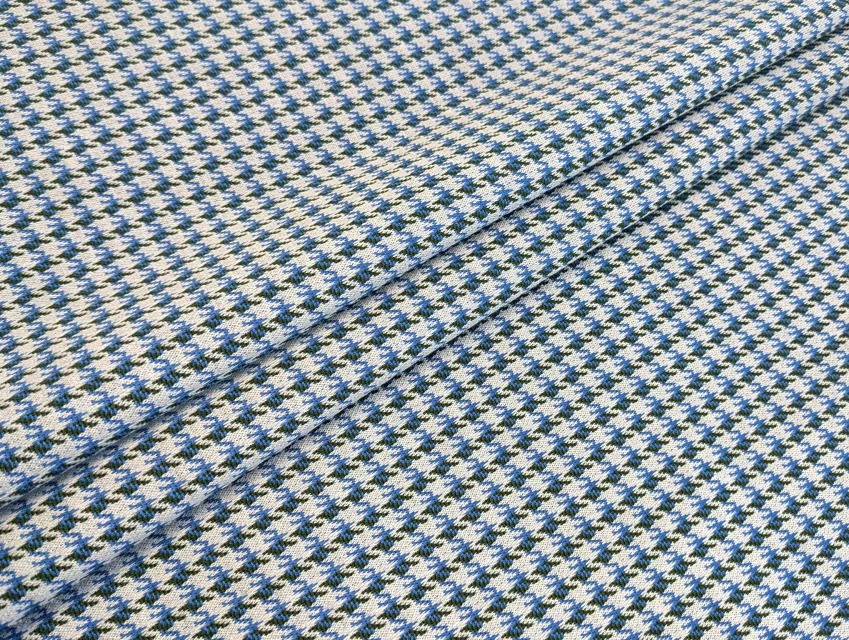 Трикотаж теплий гусяча лапка, блакитний з зеленим - фото 1 - інтернет-магазин tkani-atlas.com.ua