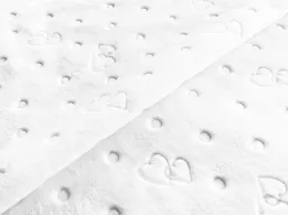 Плюш 3Д сердечки, молочный - интернет-магазин tkani-atlas.com.ua