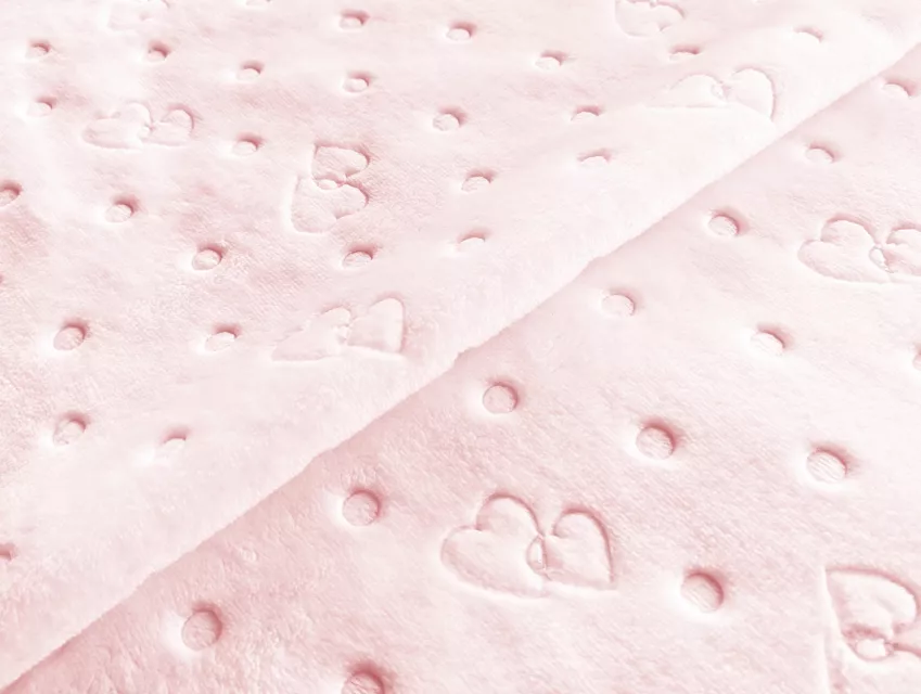 Плюш 3Д сердечки, рожевий зефір - фото 1 - інтернет-магазин tkani-atlas.com.ua