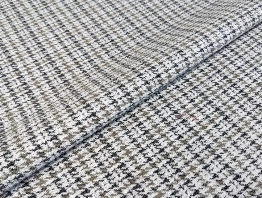 Пальтова з вовною клітинка гусяча лапка, сірий с бежевим - фото 1 - інтернет-магазин tkani-atlas.com.ua