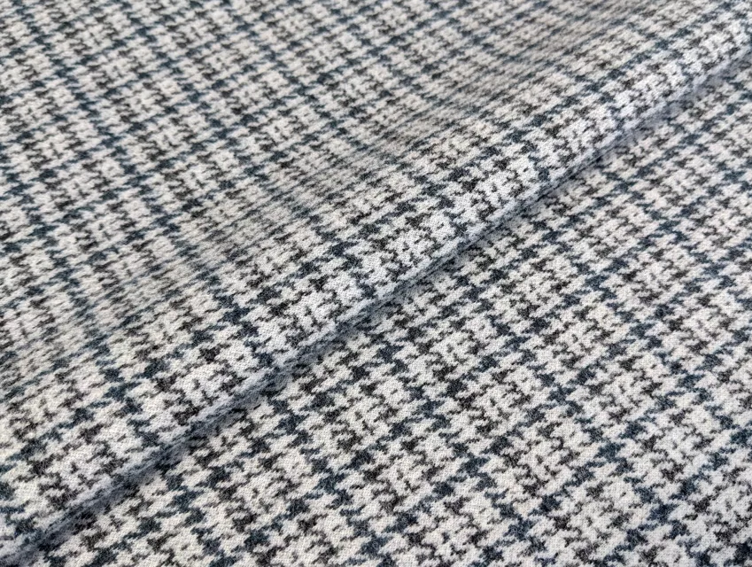 Пальтова з вовною клітинка гусяча лапка, сірий з темно-синім - фото 1 - інтернет-магазин tkani-atlas.com.ua