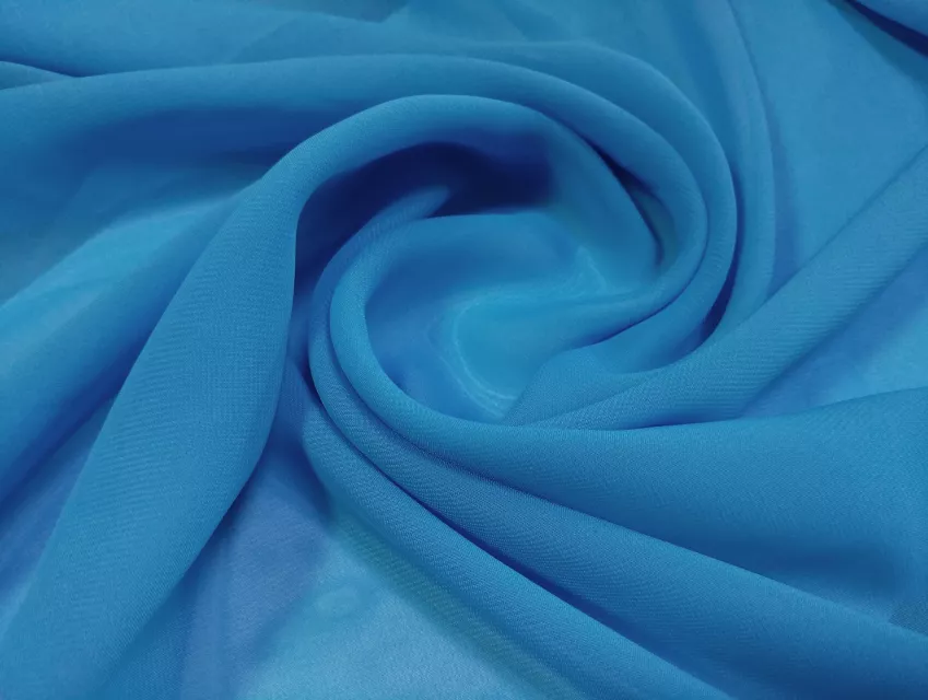 Шифон однотонный, голубой (отрез 2,3 м) - фото 1 - интернет-магазин tkani-atlas.com.ua