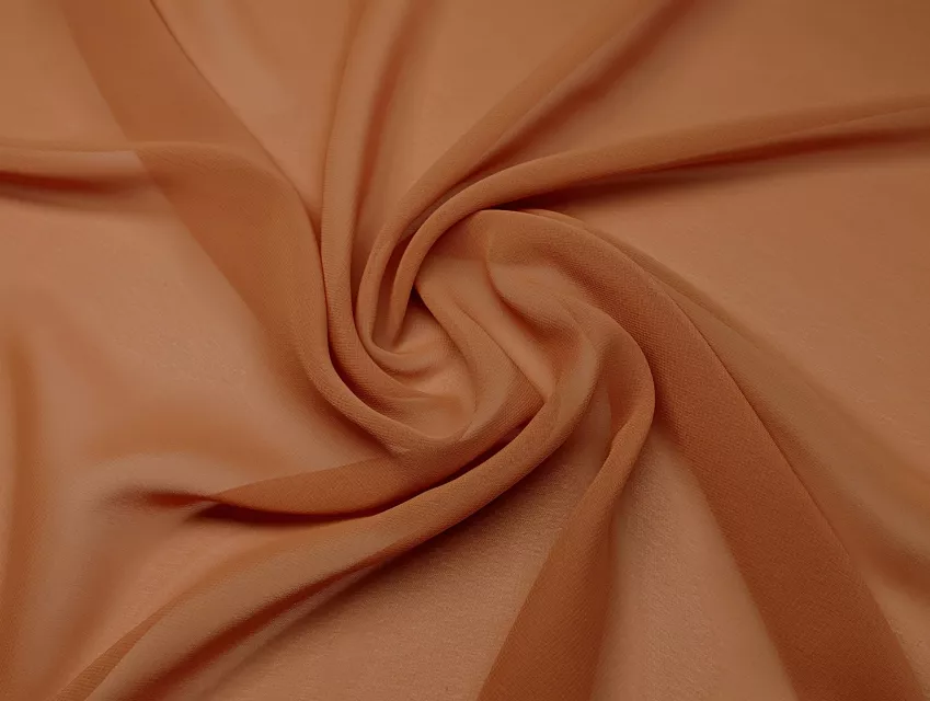 Шифон однотонный, тыквенный (отрез 2,6 м) - фото 1 - интернет-магазин tkani-atlas.com.ua