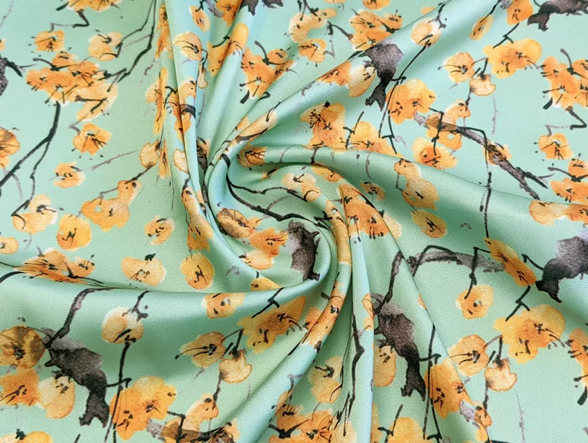 Шовк Армані гілочка сакури, фісташковий - фото 1 - інтернет-магазин tkani-atlas.com.ua