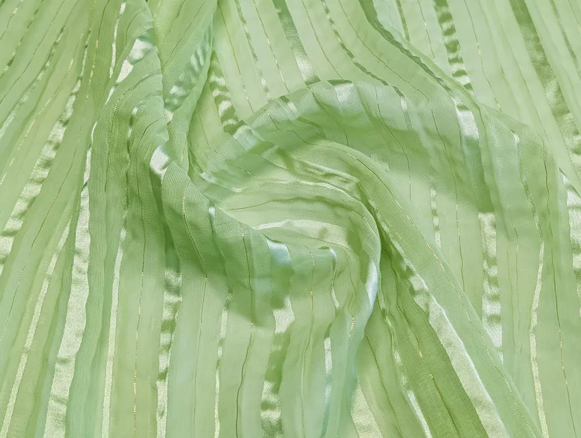 Шифон з люрексом смужка, фісташковий - фото 1 - інтернет-магазин tkani-atlas.com.ua