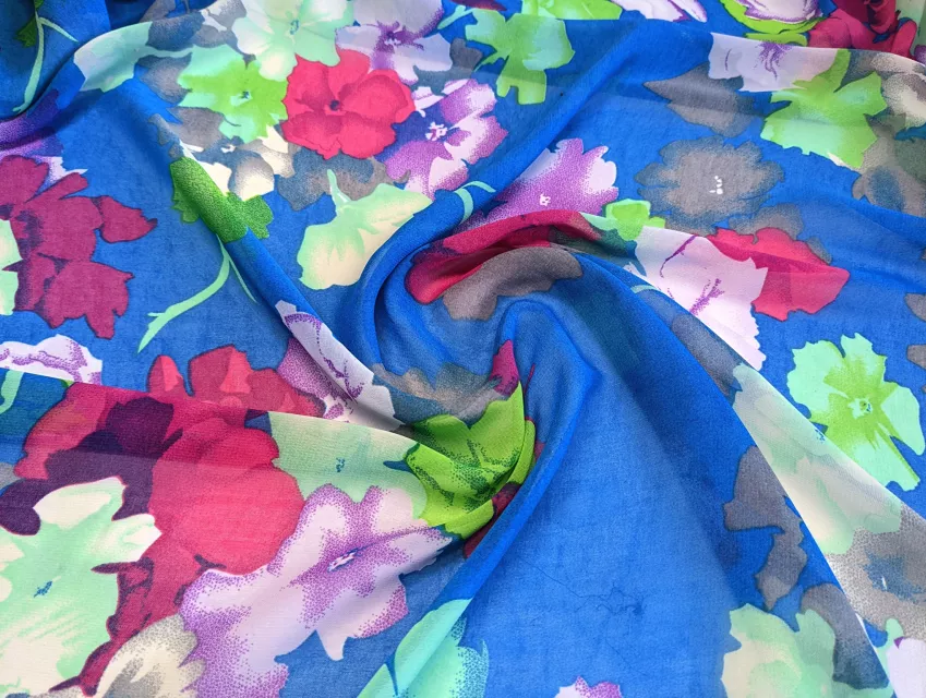Шифон малюнок квітковий, багатокольоровий - фото 1 - інтернет-магазин tkani-atlas.com.ua
