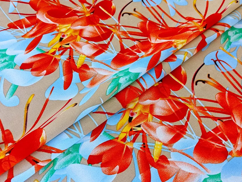 Котон сатин принт літній бриз, бежевий (відріз 1,75 м) - фото 1 - інтернет-магазин tkani-atlas.com.ua