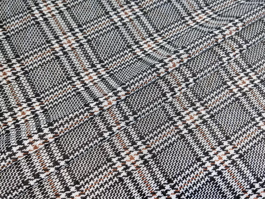 Трикотаж віскозний клітинка 60 мм, темно-сірий з коричневим - фото 1 - інтернет-магазин tkani-atlas.com.ua