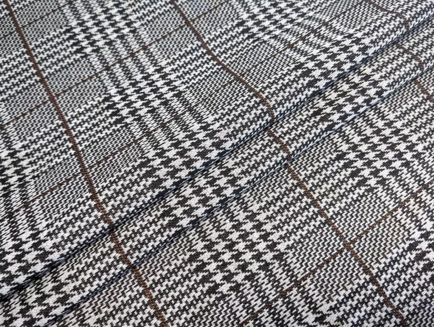 Трикотаж віскозний клітинка 90 мм, темно-сірий з коричневим - фото 1 - інтернет-магазин tkani-atlas.com.ua