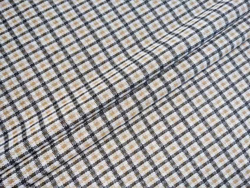 Трикотаж віскозний клітинка 15 мм, пісочний з темно-сірим - фото 1 - інтернет-магазин tkani-atlas.com.ua