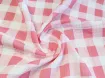 Муслін малюнок клітинка, персиковий на молочному - інтернет-магазин tkani-atlas.com.ua