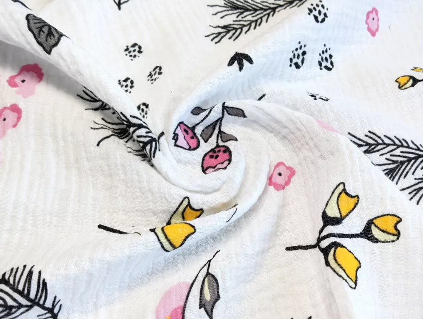 Муслін малюнок літня поляна, молочний - фото 1 - інтернет-магазин tkani-atlas.com.ua