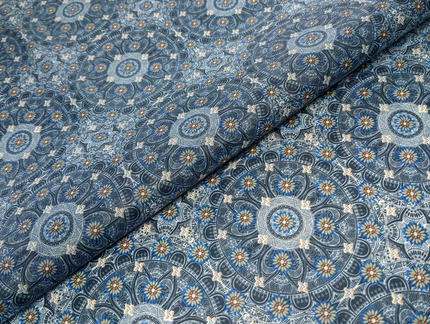 Подкладка орнамент, синий - фото 1 - интернет-магазин tkani-atlas.com.ua