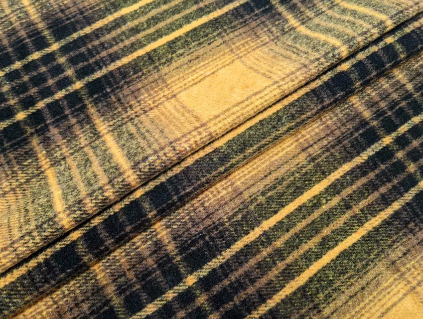 Костюмка котон клітинка, гірчиця з чорним - фото 1 - інтернет-магазин tkani-atlas.com.ua