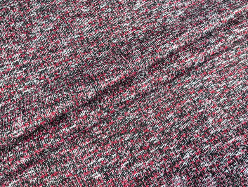 Трикотаж теплий меланжевий, сірий з червоним - фото 1 - інтернет-магазин tkani-atlas.com.ua