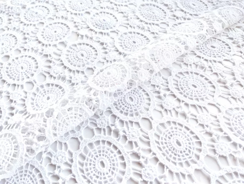 Сітка макраме бавовняне коло, білий (відріз 1,4 м) - фото 1 - інтернет-магазин tkani-atlas.com.ua