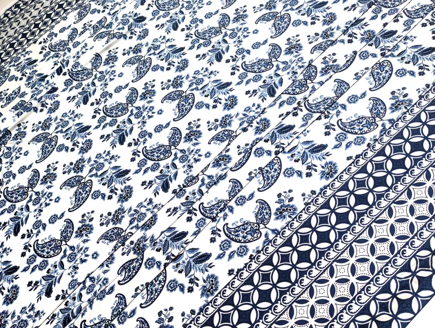Трикотаж масло двухсторонний купон 20см, синий с белым - фото 1 - интернет-магазин tkani-atlas.com.ua