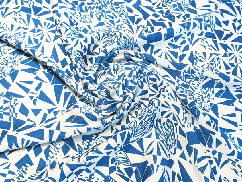 Шелк Армани геометрическая абстракция, синий - фото 1 - интернет-магазин tkani-atlas.com.ua