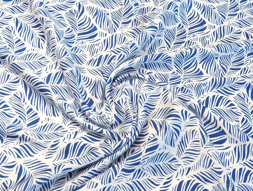 Шовк Армані абстракція листя, синій - фото 1 - інтернет-магазин tkani-atlas.com.ua