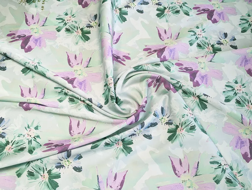 Шовк Армані квіткова акварель, олива - фото 1 - інтернет-магазин tkani-atlas.com.ua