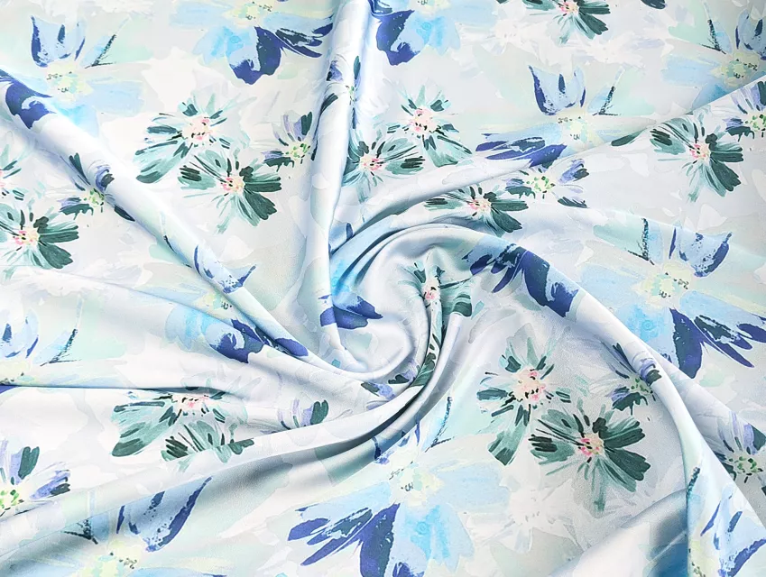 Шовк Армані квіткова акварель, небесно-блакитний - фото 1 - інтернет-магазин tkani-atlas.com.ua