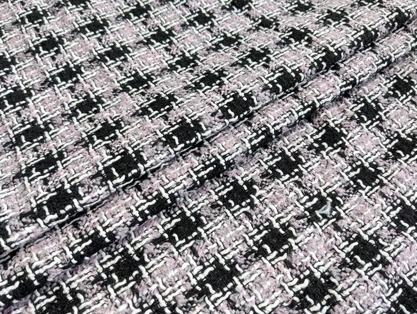 Шанель твид клетка, лиловый с черным - фото 1 - интернет-магазин tkani-atlas.com.ua