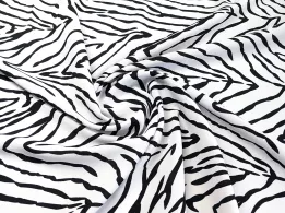 Американский креп рисунок зебра, белый с черным - интернет-магазин tkani-atlas.com.ua