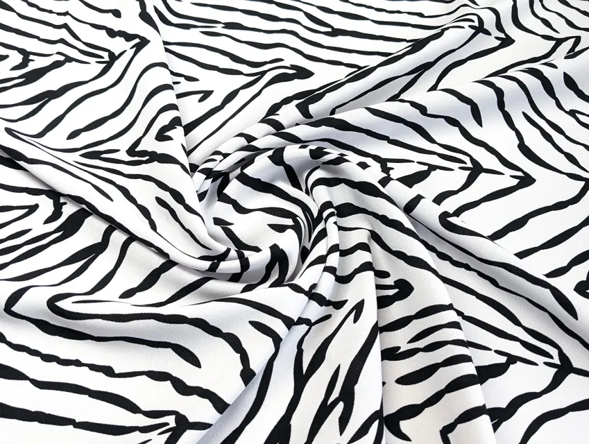 Американський креп малюнок зебра, білий з чорним - фото 1 - інтернет-магазин tkani-atlas.com.ua