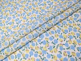 Котон бабл дрібні квіточки, блакитний - інтернет-магазин tkani-atlas.com.ua