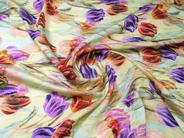 Шовк віскоза тюльпани, блідо-салатовий - інтернет-магазин tkani-atlas.com.ua