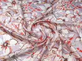 Шелк вискоза ирисы, лиловый с коралловым - интернет-магазин tkani-atlas.com.ua