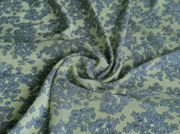Шифон креповый цветочный узор, оливковый (отрез 0,9 м) - интернет-магазин tkani-atlas.com.ua