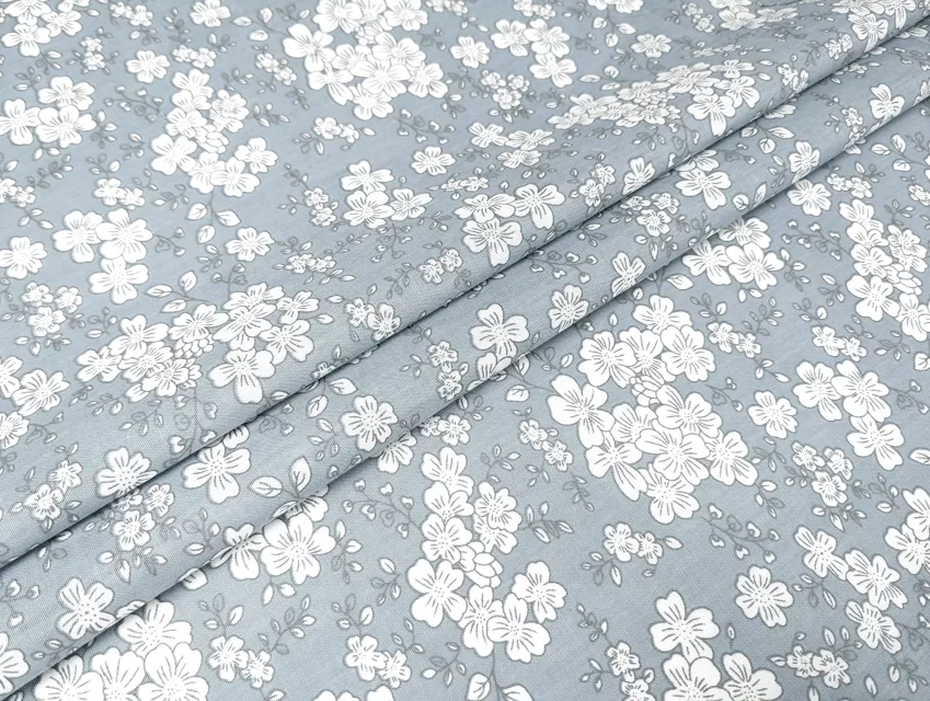 Котон квіткова поляна, сірий - фото 1 - інтернет-магазин tkani-atlas.com.ua